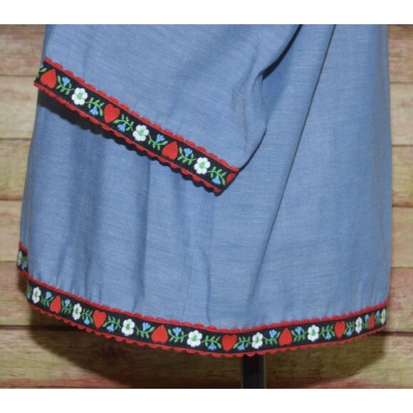 Vintage JC Penney Big Mac Blue Chambray Shirt Ladies M 70s Floral Trim Granny - Picture 8 of 12